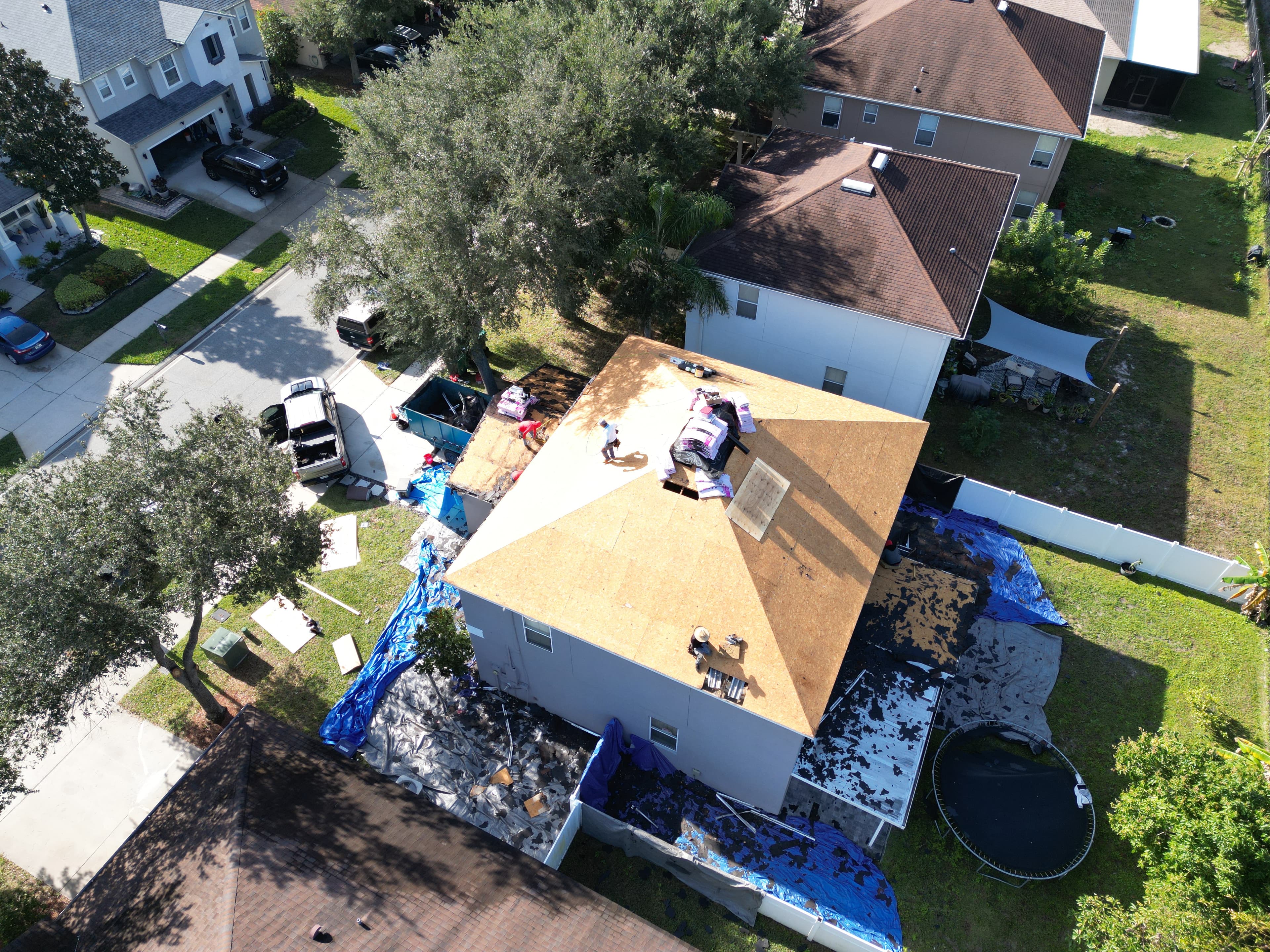 Overhead view — roof deck and flashing detail
