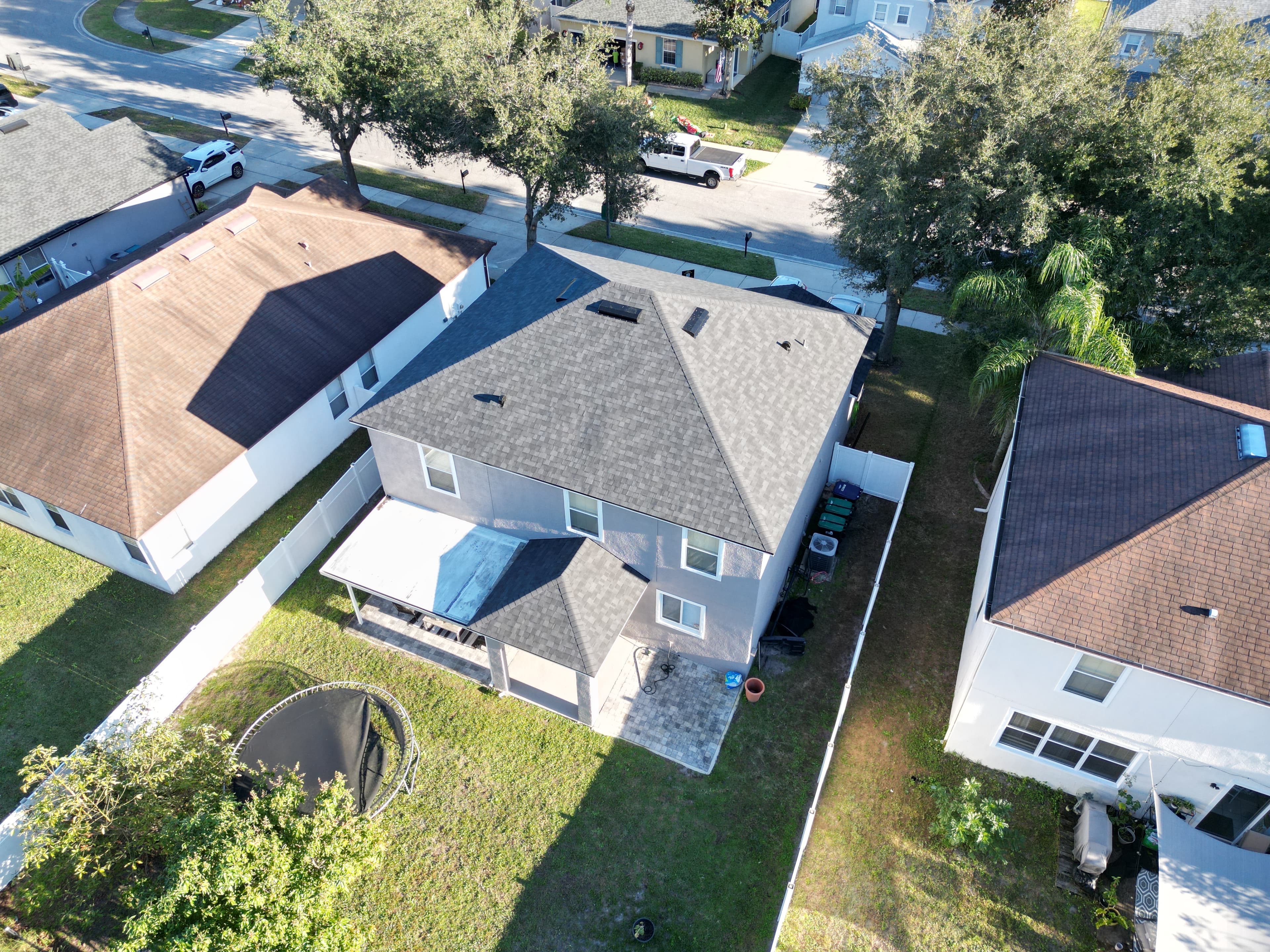 Aerial — finished residential roof, Central Florida